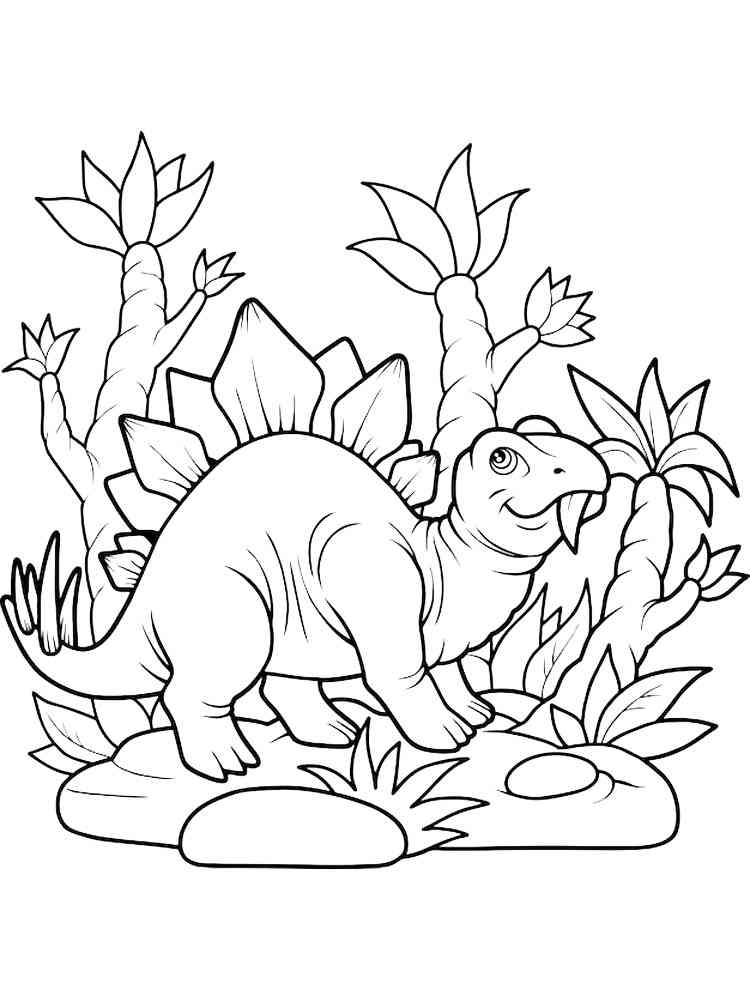 Stegosaurus eating leaves coloring page