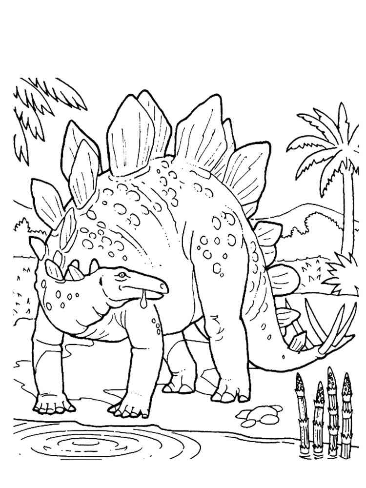 Stegosaurus Drinks Water coloring page