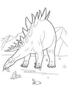 Stegosaurus eating grass coloring page