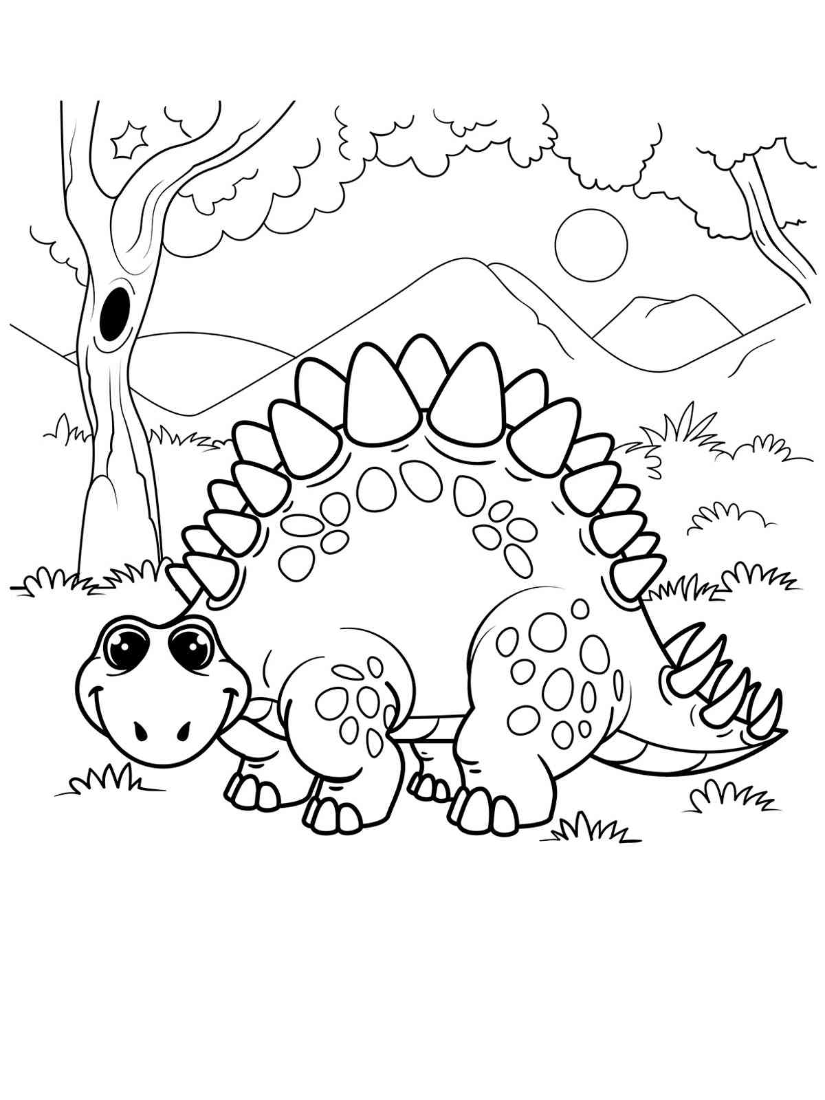 Simple Little Stegosaurus coloring page