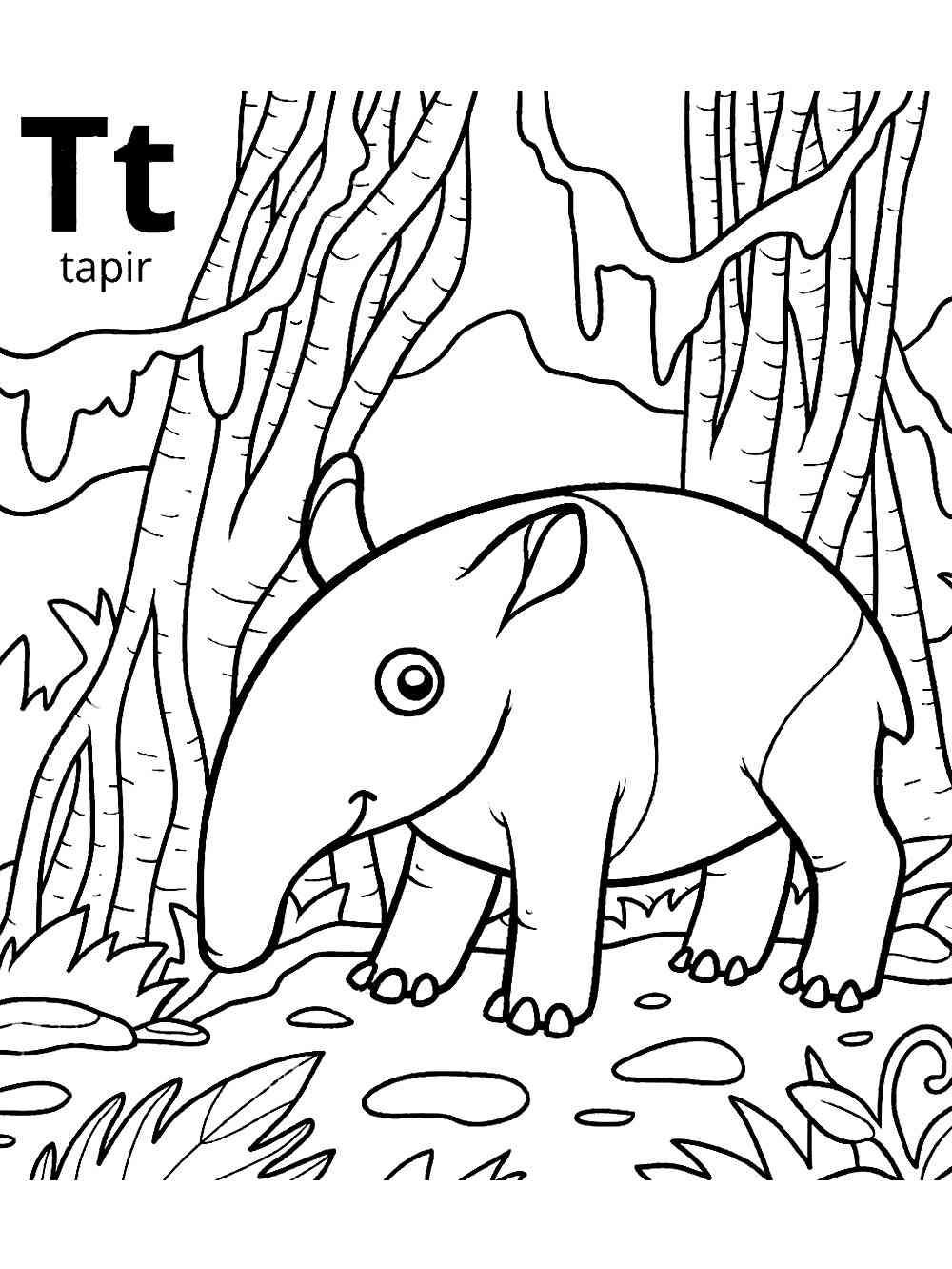 Cute Tapir coloring page