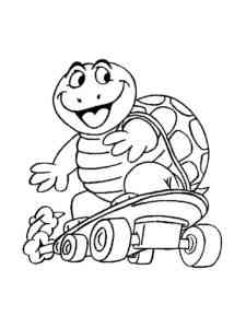 Turtle on a skateboard coloring page