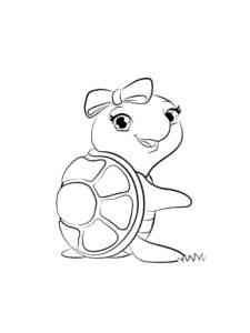 Turtle with a bow coloring page