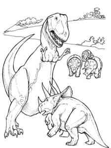 Tyrannosaurus vs. Triceratops coloring page