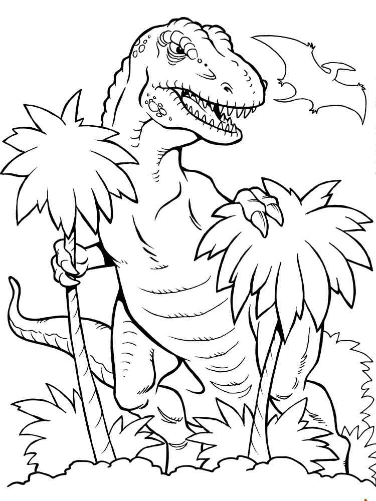 Tyrannosaurus in the Jungle coloring page