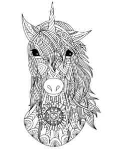 Zentangle Unicorn coloring page