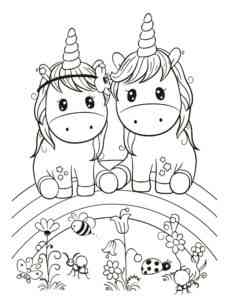 Two Little Unicorn coloring page