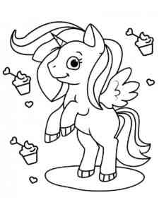 Unicorn and Cakes coloring page