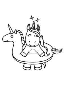 Unicorn with Pool Ring coloring page