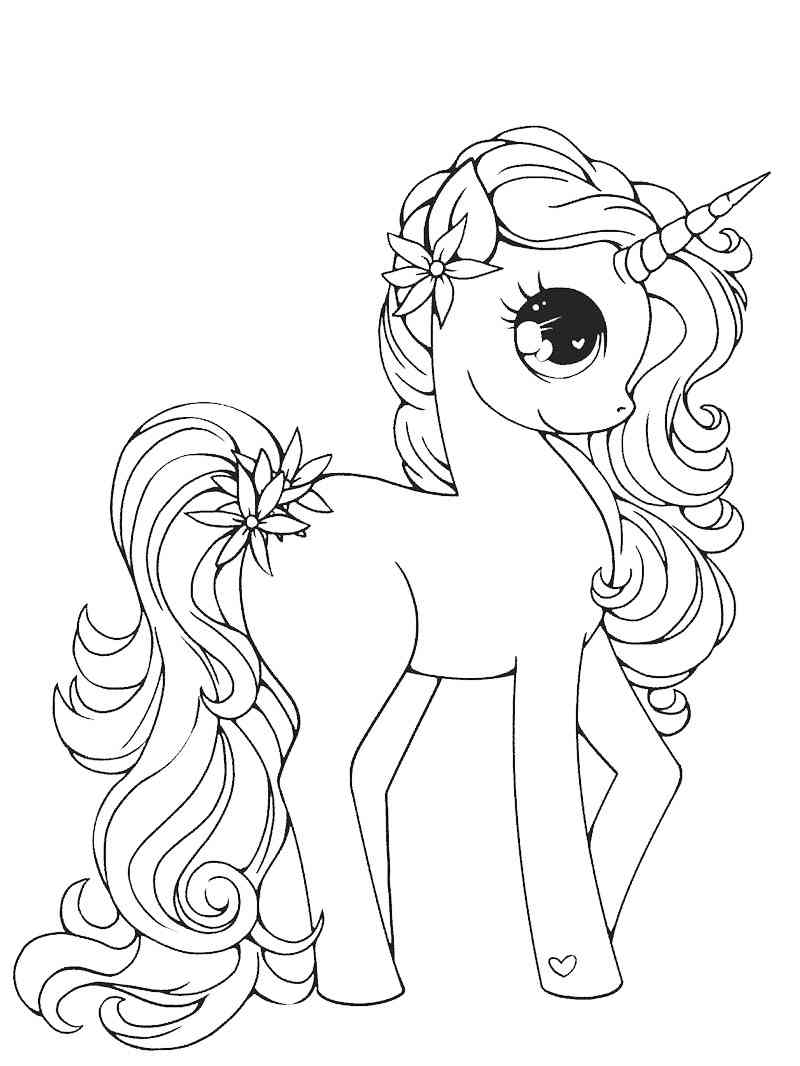 Simple Lovely Unicorn coloring page