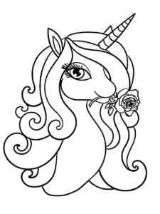 Unicorn with Flower coloring page