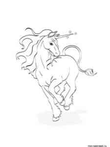 Running Unicorn coloring page