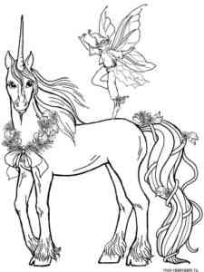 Unicorn and Elf coloring page