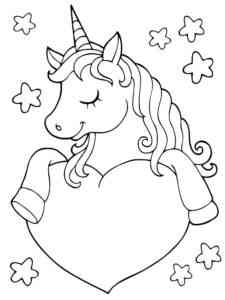 Unicorn with Heart coloring page