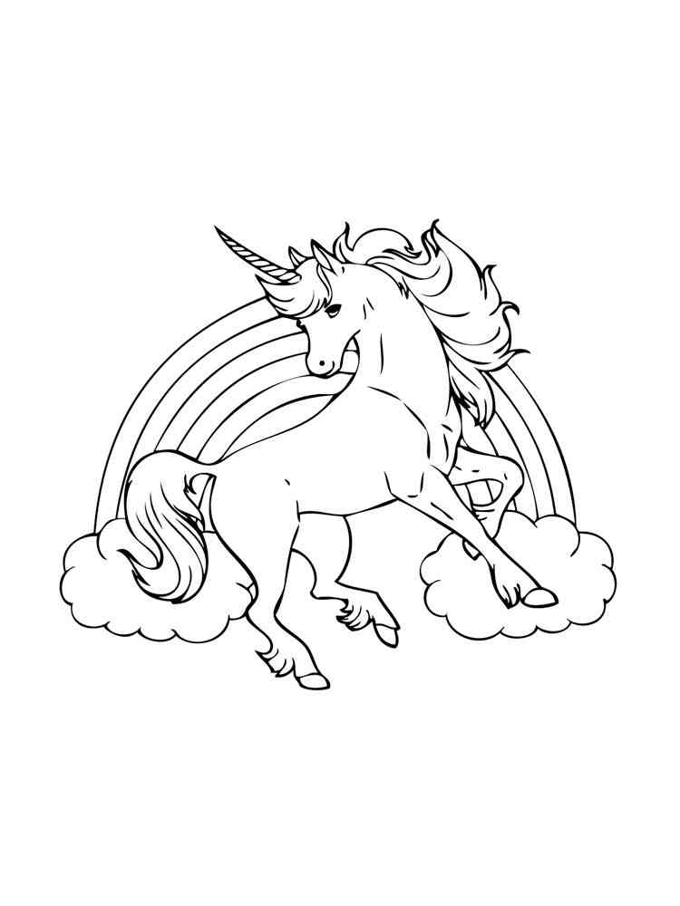 Unicorn And Rainbow coloring page