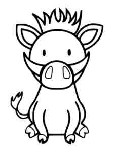 Cute Warthog coloring page