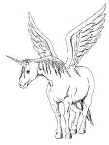 Simple Winged Unicorn coloring page