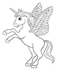 Rearing Winged Unicorn coloring page
