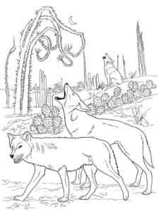 Howling Wolves coloring page