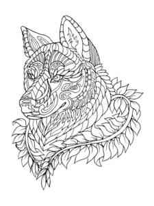 Head Wolf Antistress coloring page