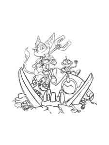 Ratchet and Clank are sitting coloring page