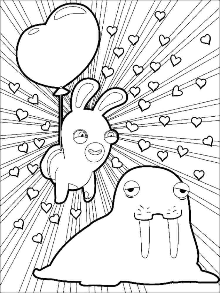 Raving Rabbids and Walrus coloring page