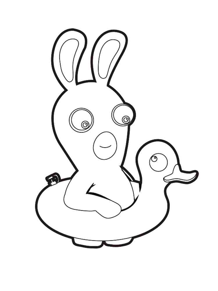 Rabbid with duck swim ring coloring page