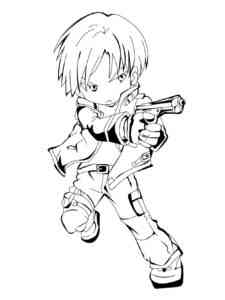 Chibi Leon from Resident Evil coloring page