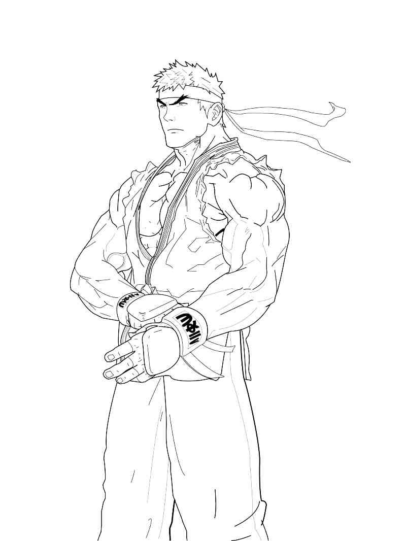 Simple Ryu coloring page