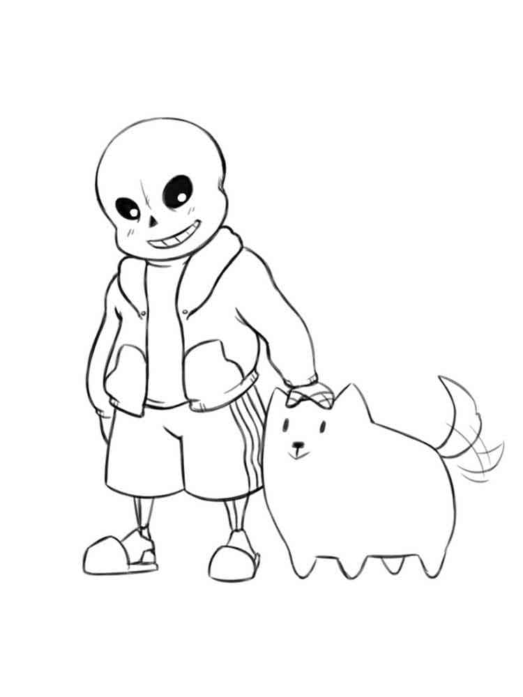 Sans and Cat coloring page