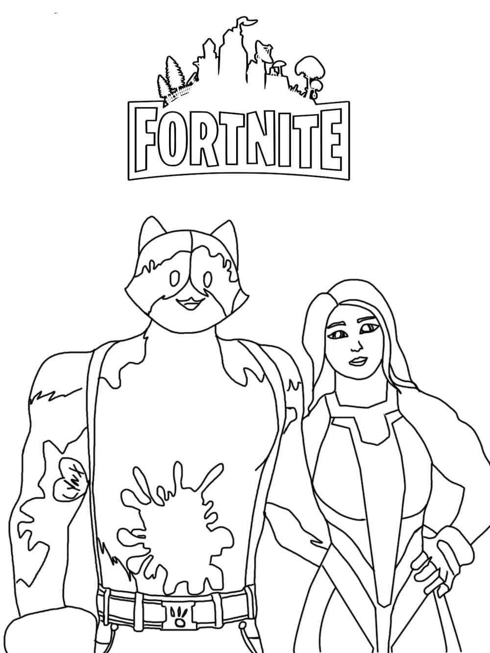 Meowscles and She-Hulk Fortnite coloring page