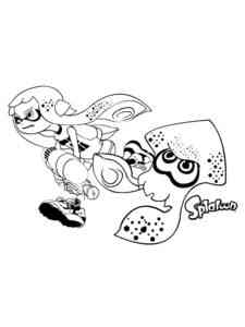 Inkling Girl and Squid from Splatoon coloring page