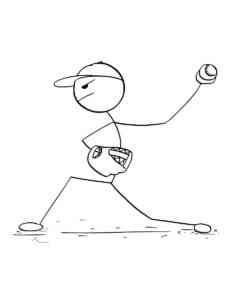 Stickman baseball player coloring page