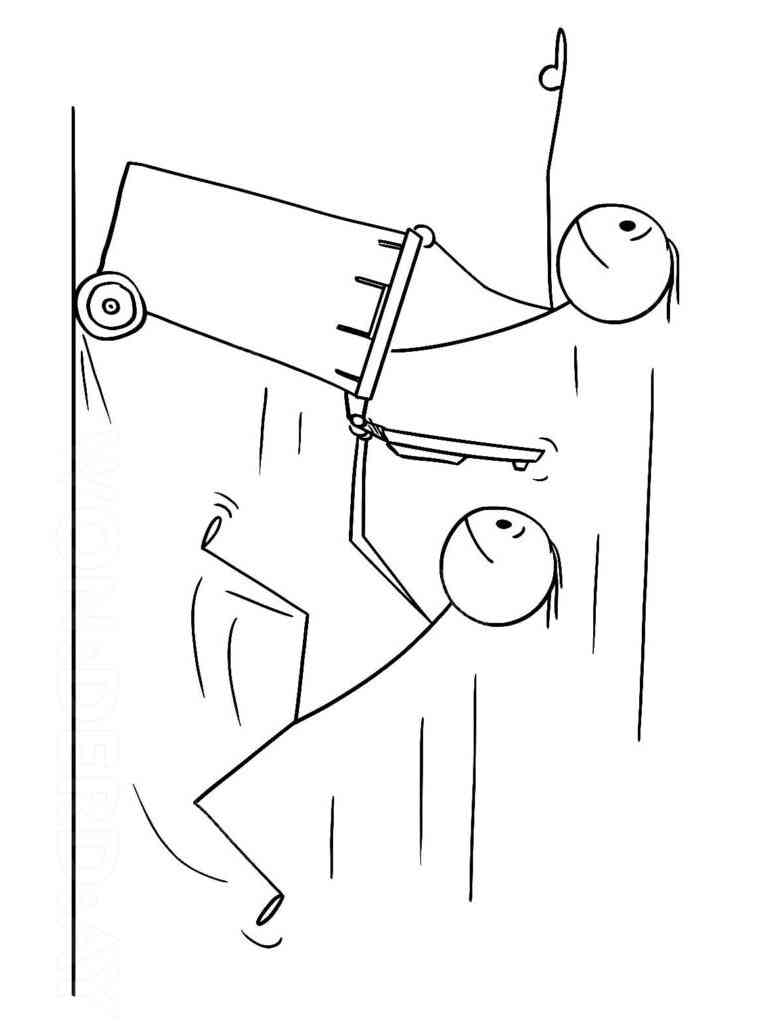 Stickmans have fun coloring page