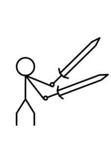 Stickman with swords coloring page
