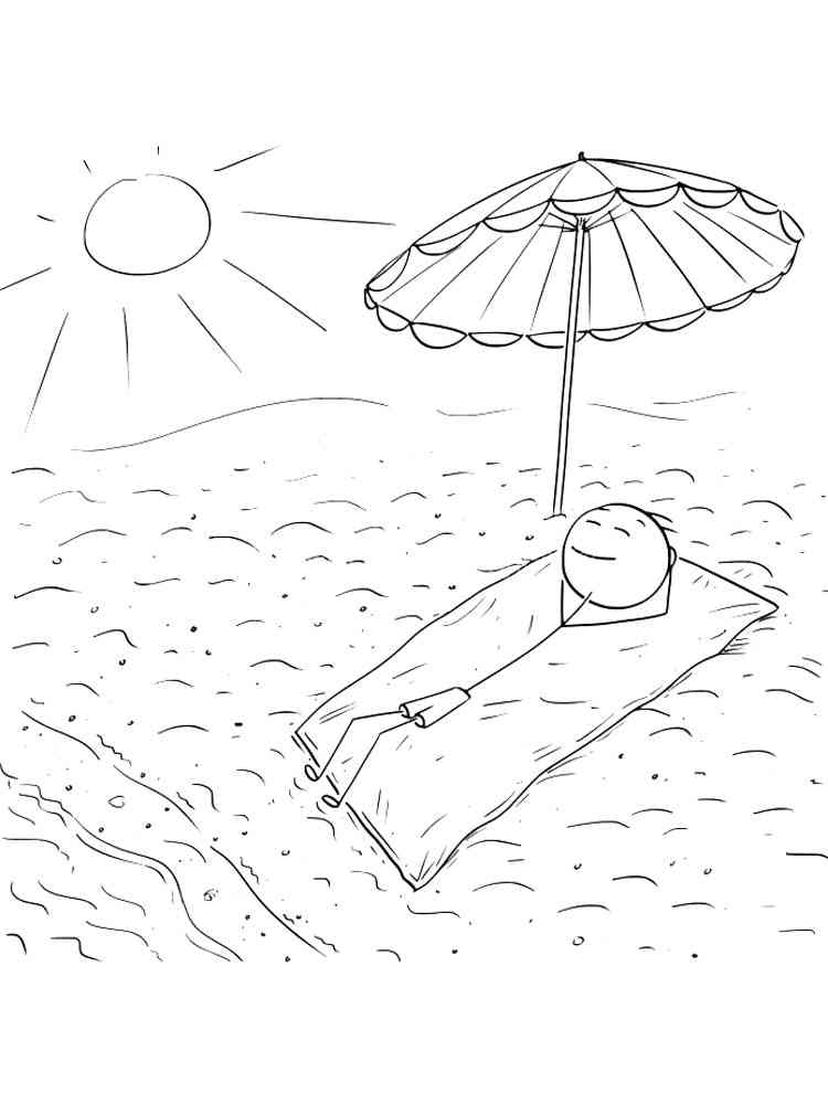 Stickman on the Beach coloring page