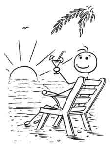 Stickman on Sunset coloring page