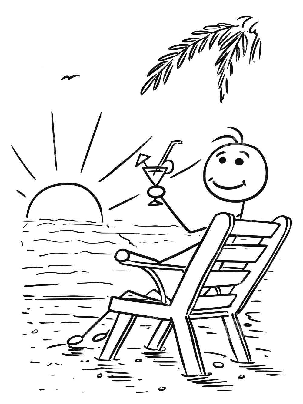 Stickman on Sunset coloring page