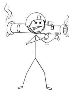 Stickman with Rocket-propelled grenade coloring page