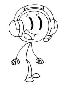 Stickman in Headphones coloring page