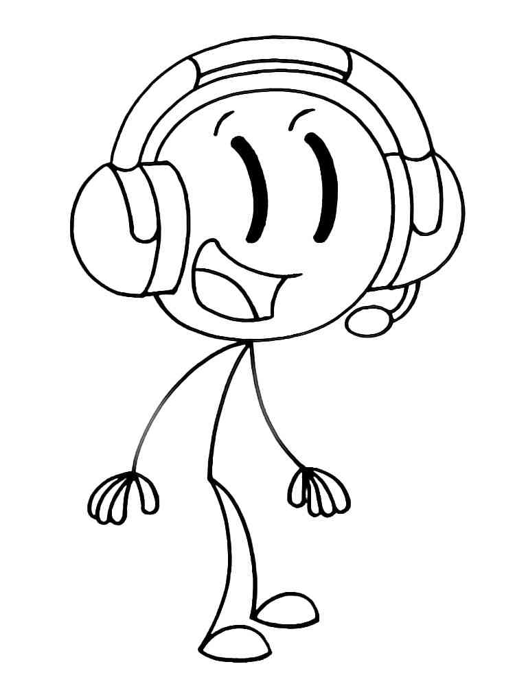 Stickman in Headphones coloring page