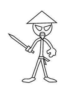 Stickman Samurai coloring page