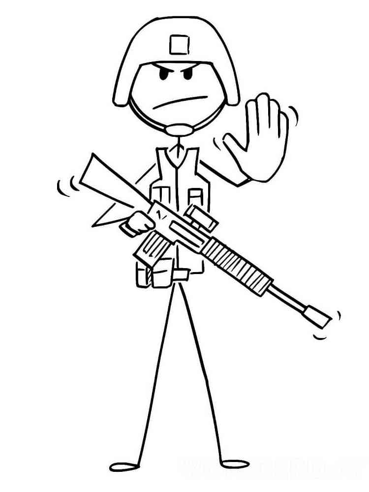 Stickman Military coloring page
