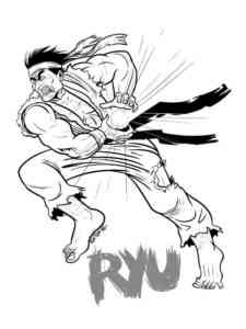Angry Ryu from Street Fighter coloring page