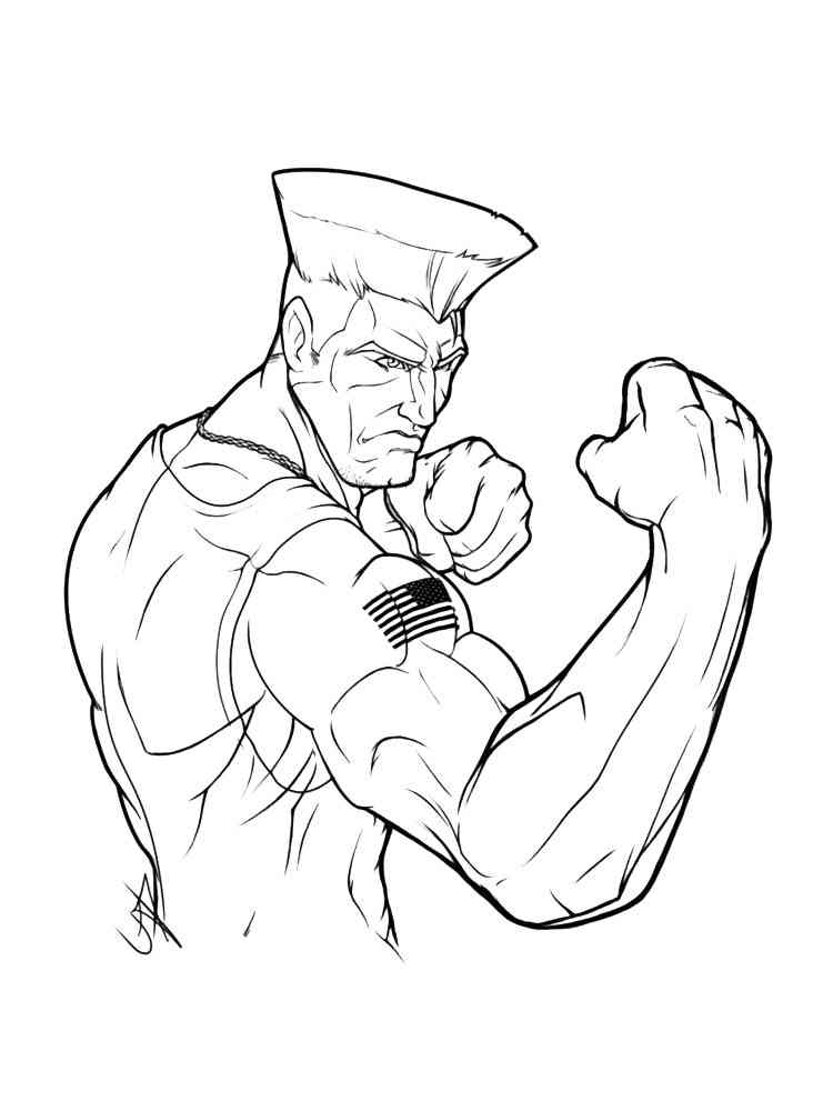 Guile Street Fighter coloring page