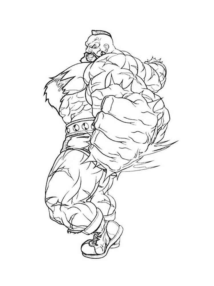 Angry Zangief Street Fighter coloring page