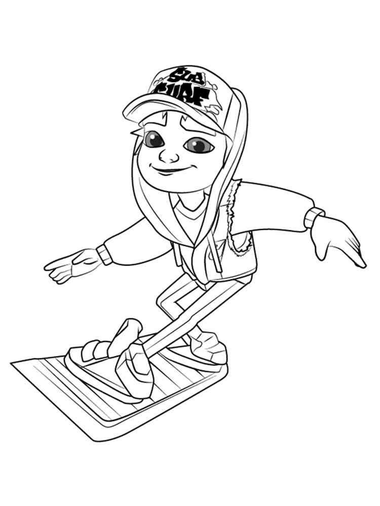 Jake on the Surf from Subway Surfers coloring page