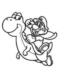 Yoshi and Super Mario Flying coloring page