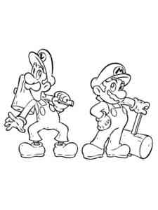 Mario Bros. with hammers coloring page