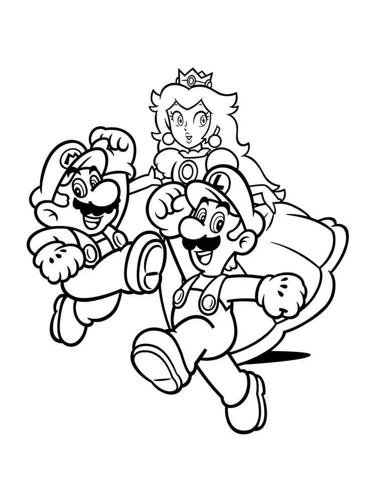 Mario Bros and Princess Peach coloring page